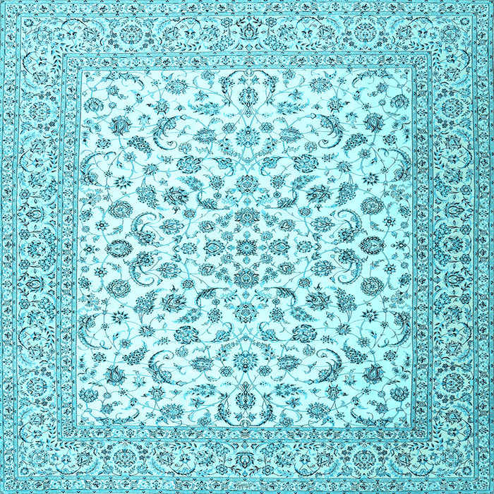 Square Machine Washable Persian Light Blue Traditional Rug, wshtr2659lblu