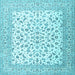 Square Machine Washable Persian Light Blue Traditional Rug, wshtr2659lblu