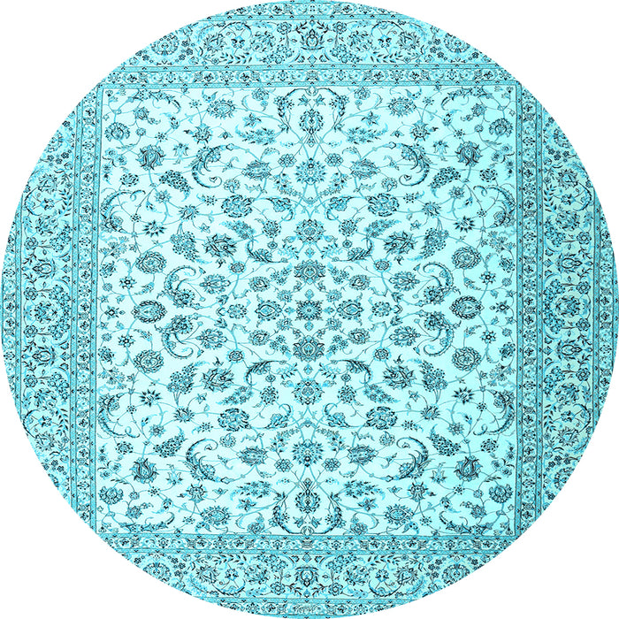 Round Machine Washable Persian Light Blue Traditional Rug, wshtr2659lblu
