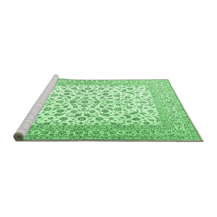 Sideview of Machine Washable Persian Emerald Green Traditional Area Rugs, wshtr2659emgrn