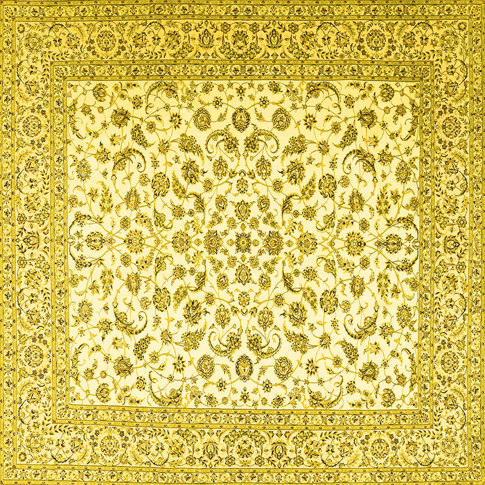 Square Machine Washable Persian Yellow Traditional Rug, wshtr2659yw