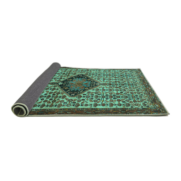 Sideview of Persian Turquoise Traditional Rug, tr265turq
