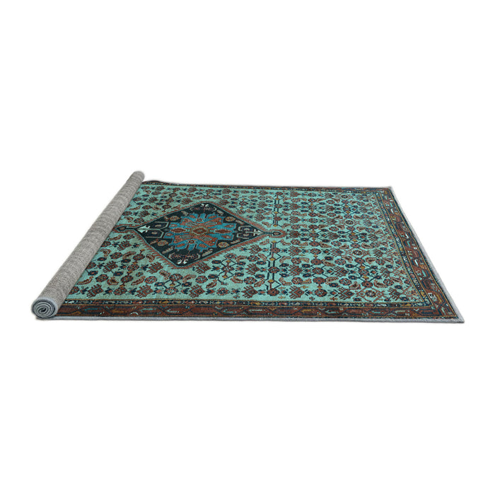 Sideview of Machine Washable Persian Light Blue Traditional Rug, wshtr265lblu