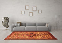 Machine Washable Persian Orange Traditional Rug, wshtr265org