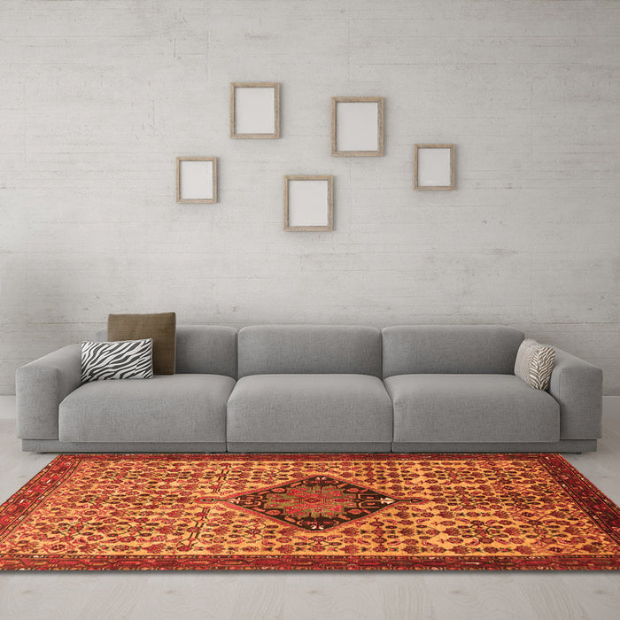 Machine Washable Persian Orange Traditional Area Rugs in a Living Room, wshtr265org