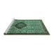 Sideview of Machine Washable Persian Turquoise Traditional Area Rugs, wshtr265turq