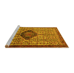 Sideview of Machine Washable Persian Yellow Traditional Rug, wshtr265yw