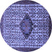 Round Machine Washable Persian Blue Traditional Rug, wshtr265blu