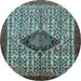 Round Machine Washable Persian Light Blue Traditional Rug, wshtr265lblu