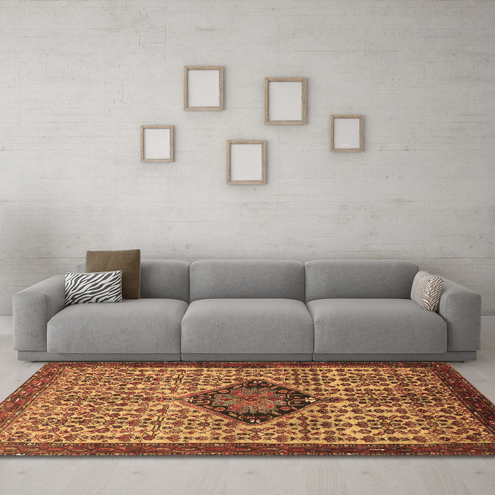 Machine Washable Persian Brown Traditional Rug in a Living Room,, wshtr265brn