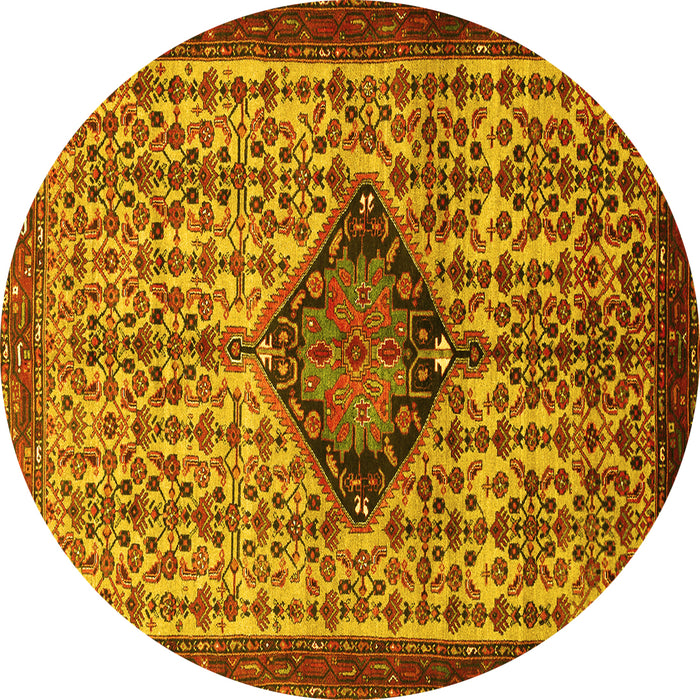 Round Machine Washable Persian Yellow Traditional Rug, wshtr265yw
