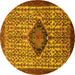 Round Machine Washable Persian Yellow Traditional Rug, wshtr265yw