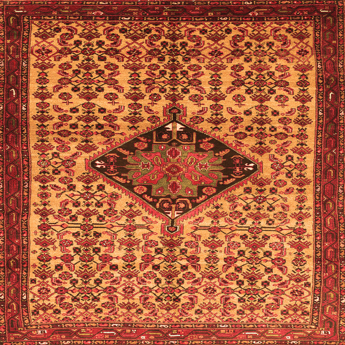 Round Machine Washable Persian Orange Traditional Area Rugs, wshtr265org