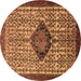 Round Persian Brown Traditional Rug, tr265brn