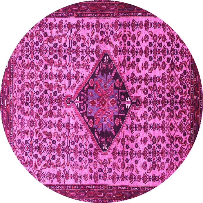 Round Machine Washable Persian Pink Traditional Rug, wshtr265pnk