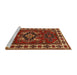 Sideview of Machine Washable Traditional Light Brown Rug, wshtr266