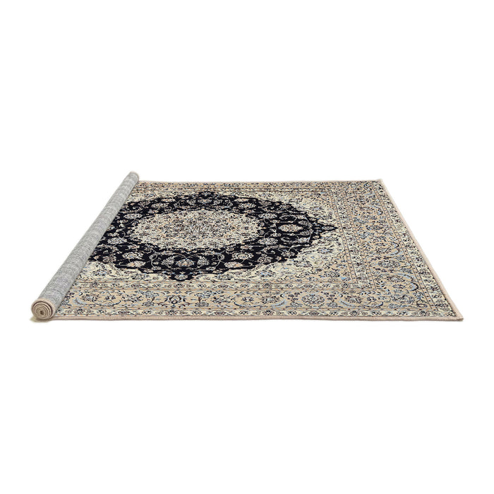 Sideview of Machine Washable Traditional Carbon Gray Rug, wshtr2660