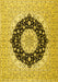 Machine Washable Medallion Yellow Traditional Rug, wshtr2660yw