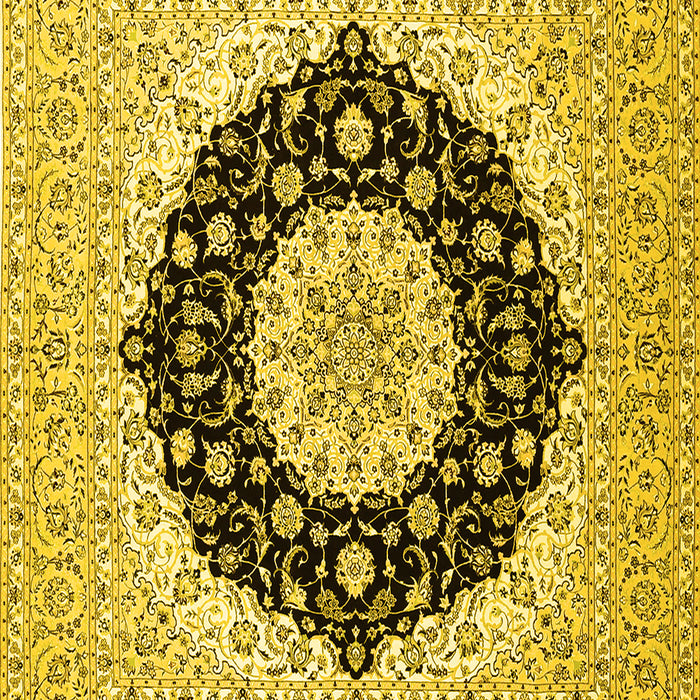 Machine Washable Medallion Yellow Traditional Rug, wshtr2660yw