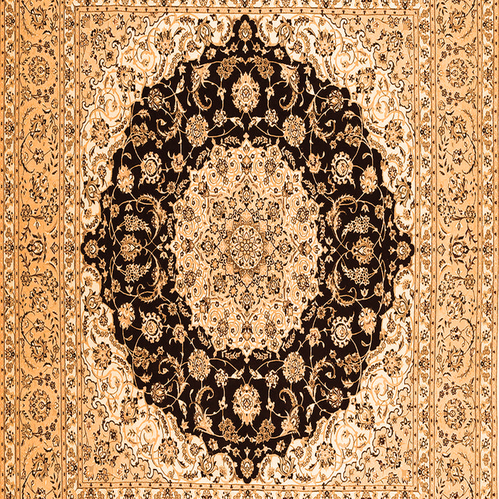 Serging Thickness of Machine Washable Medallion Orange Traditional Area Rugs, wshtr2660org