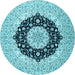 Round Medallion Light Blue Traditional Rug, tr2660lblu