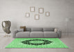 Machine Washable Medallion Emerald Green Traditional Area Rugs in a Living Room,, wshtr2660emgrn