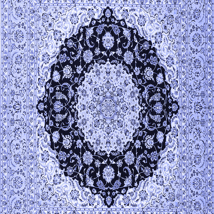 Machine Washable Medallion Blue Traditional Rug, wshtr2660blu