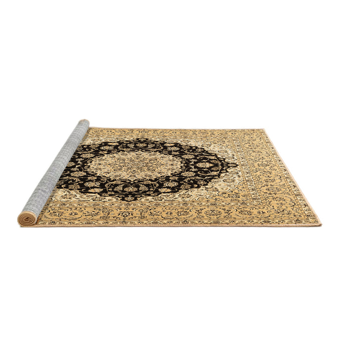 Sideview of Machine Washable Medallion Brown Traditional Rug, wshtr2660brn