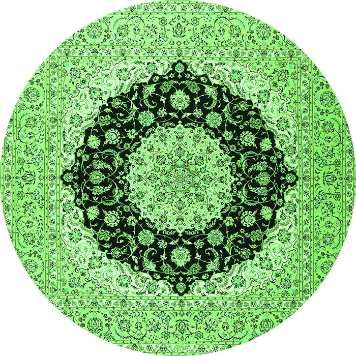 Square Medallion Green Traditional Rug, tr2660grn