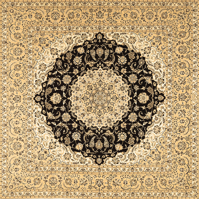 Square Machine Washable Medallion Brown Traditional Rug, wshtr2660brn