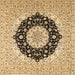 Square Machine Washable Medallion Brown Traditional Rug, wshtr2660brn
