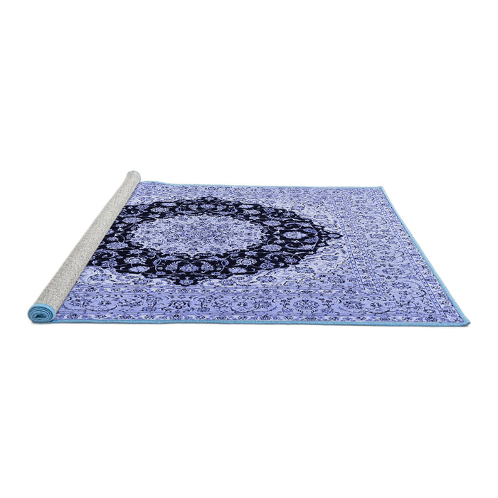 Sideview of Machine Washable Medallion Blue Traditional Rug, wshtr2660blu
