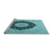 Sideview of Machine Washable Medallion Light Blue Traditional Rug, wshtr2660lblu