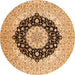 Machine Washable Medallion Orange Traditional Area Rugs, wshtr2660org