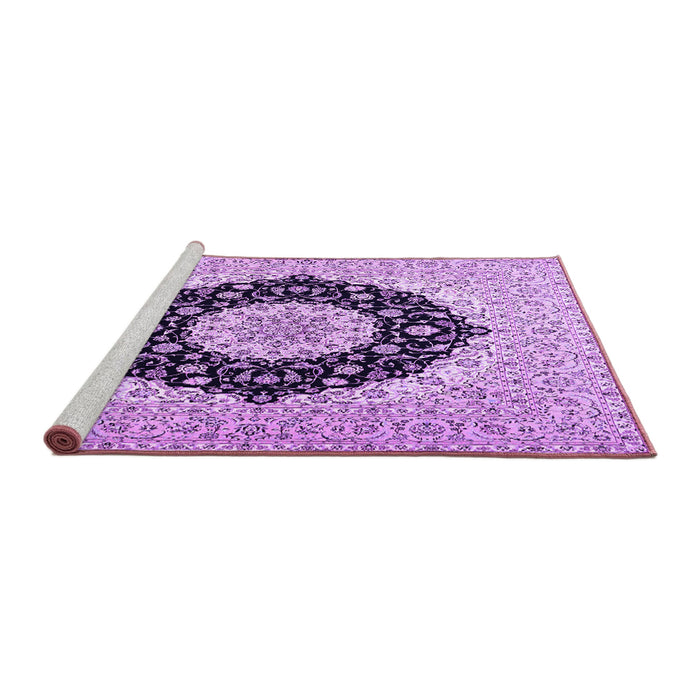 Sideview of Machine Washable Medallion Purple Traditional Area Rugs, wshtr2660pur