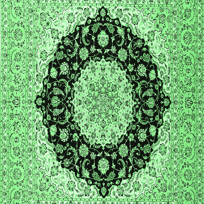Machine Washable Medallion Emerald Green Traditional Area Rugs, wshtr2660emgrn