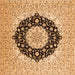 Round Machine Washable Medallion Orange Traditional Area Rugs, wshtr2660org