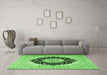 Machine Washable Medallion Green Traditional Area Rugs in a Living Room,, wshtr2660grn