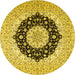 Round Medallion Yellow Traditional Rug, tr2660yw