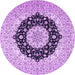 Round Machine Washable Medallion Purple Traditional Area Rugs, wshtr2660pur