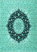 Machine Washable Medallion Turquoise Traditional Area Rugs, wshtr2660turq