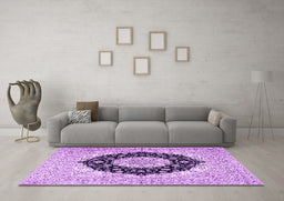 Machine Washable Medallion Purple Traditional Area Rugs in a Living Room, wshtr2660pur