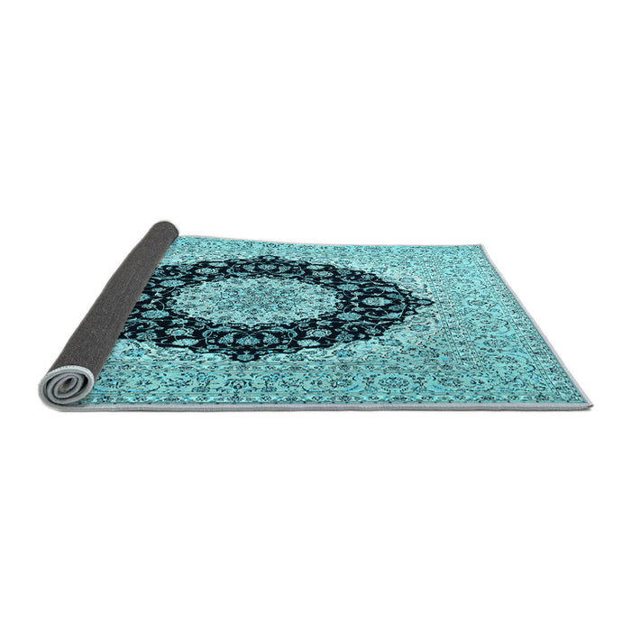 Sideview of Medallion Light Blue Traditional Rug, tr2660lblu