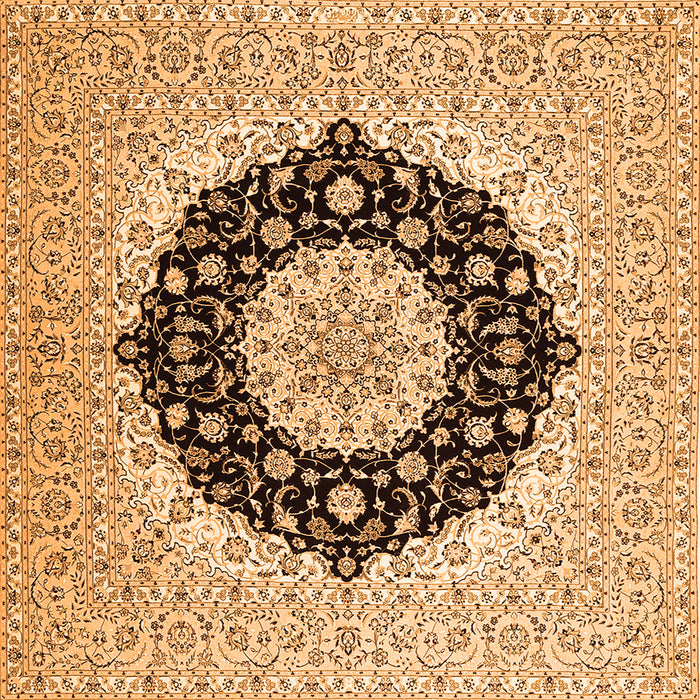 Serging Thickness of Medallion Orange Traditional Rug, tr2660org