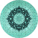 Round Medallion Turquoise Traditional Rug, tr2660turq