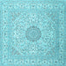 Square Medallion Light Blue Traditional Rug, tr2661lblu