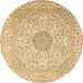 Round Medallion Brown Traditional Rug, tr2661brn