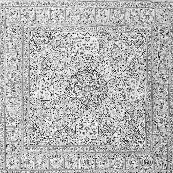 Round Machine Washable Medallion Gray Traditional Rug, wshtr2661gry