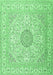 Machine Washable Medallion Emerald Green Traditional Area Rugs, wshtr2661emgrn