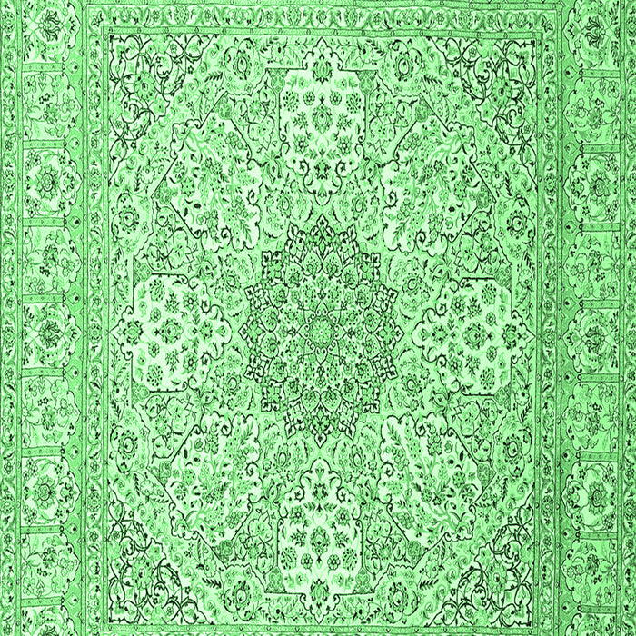 Machine Washable Medallion Emerald Green Traditional Area Rugs, wshtr2661emgrn